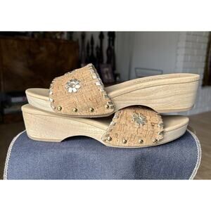 Brand New Jack Rogers Leather Breakers Clog Sandals Cork/Gold Size 8.5